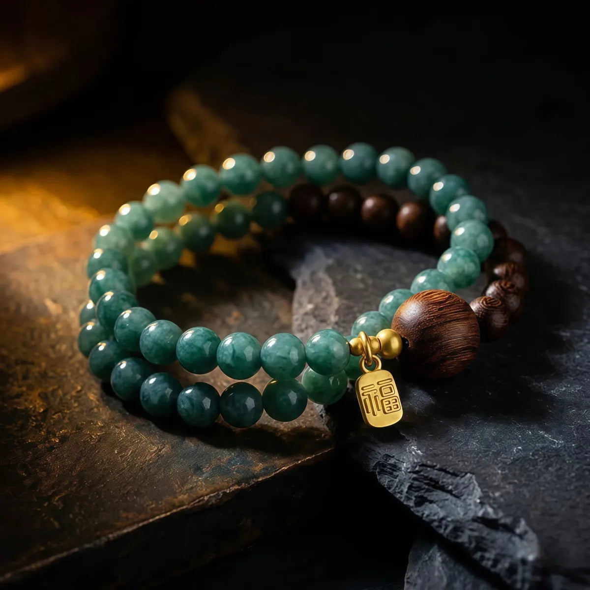 Calm & Clarity – Sandalwood & Blue Chalcedony Double Wrap Bracelet