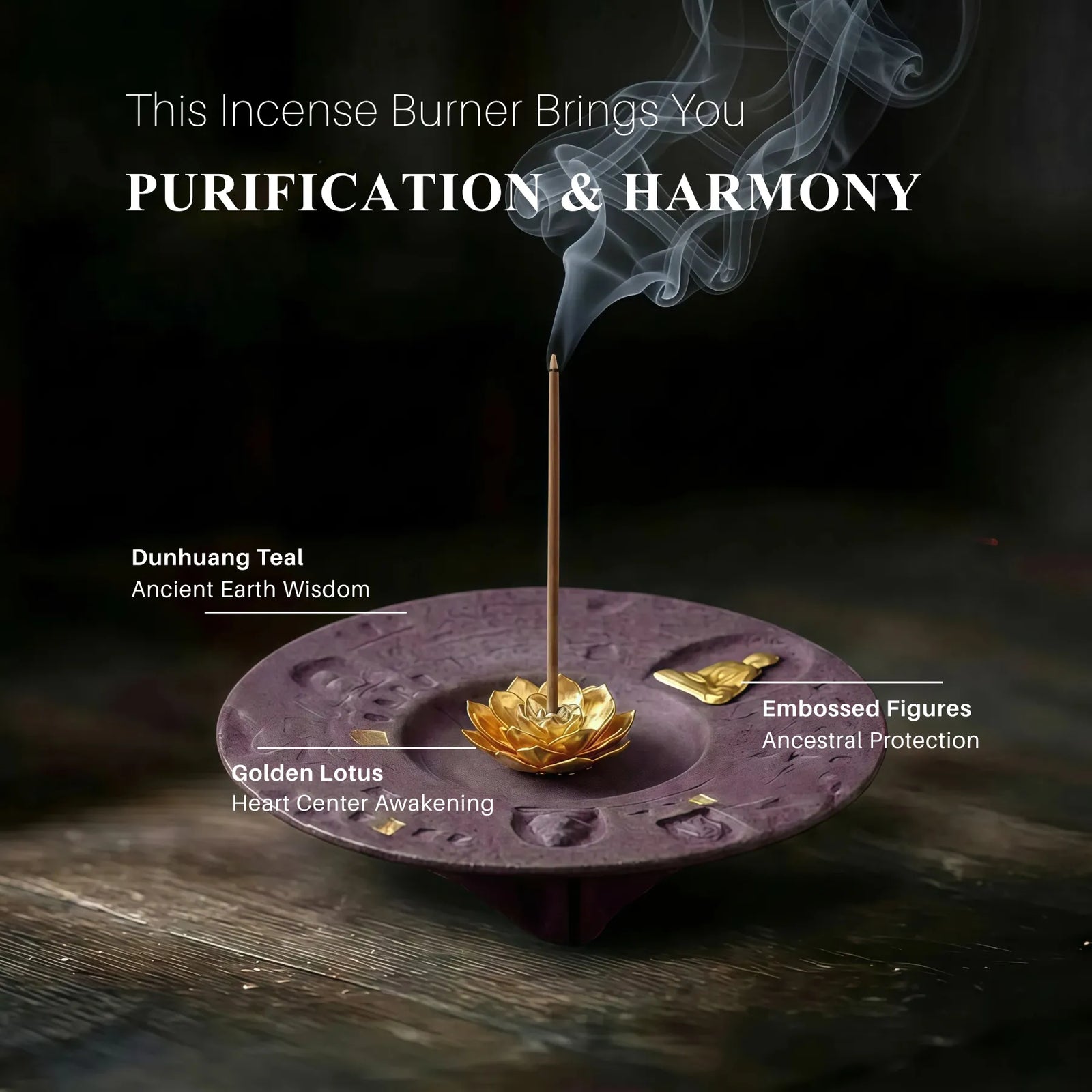 Purification & Harmony Burner Set (Includes Incense Sticks) - Ceramic Lotus Incense & Candle Holder Set (Incense Sticks Included)