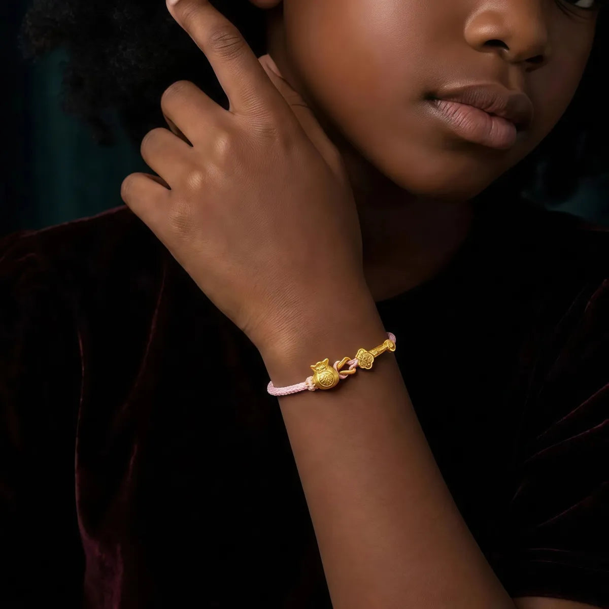 Fortune Turning Ru Yi Blessing Bag Red String Bracelet