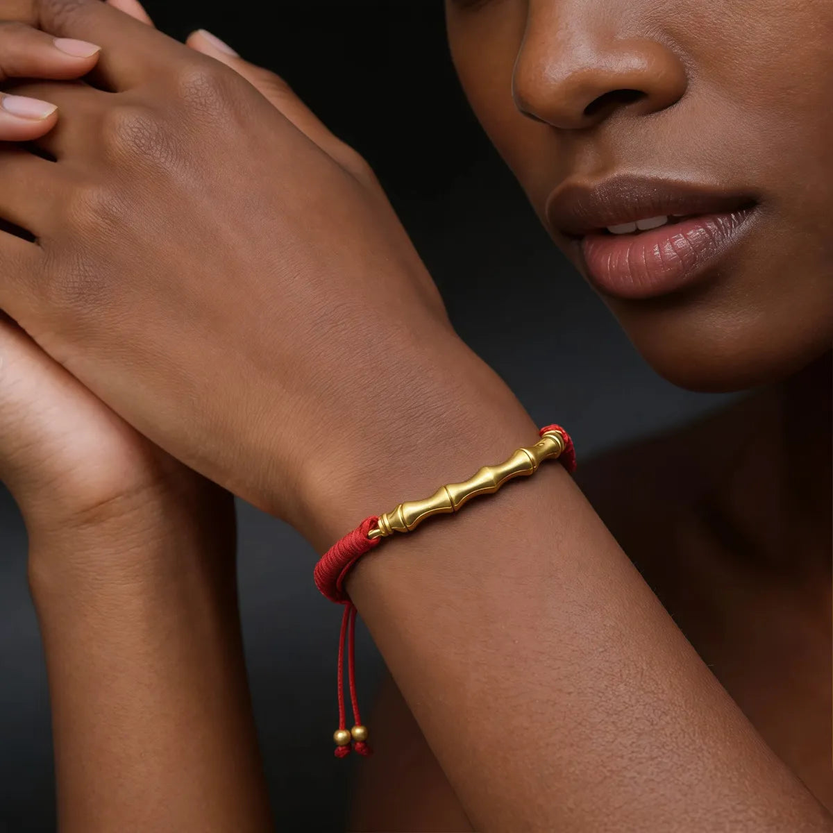 Golden Bamboo Knot Red String Bracelet