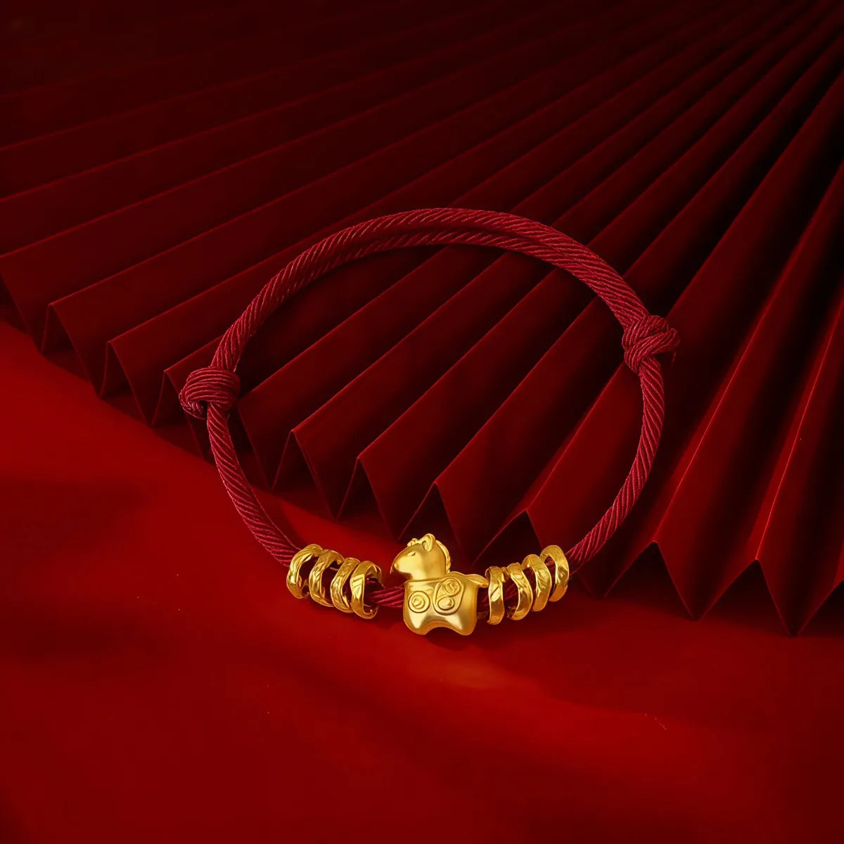 Golden Horse Fortune Journey Red String Bracelet