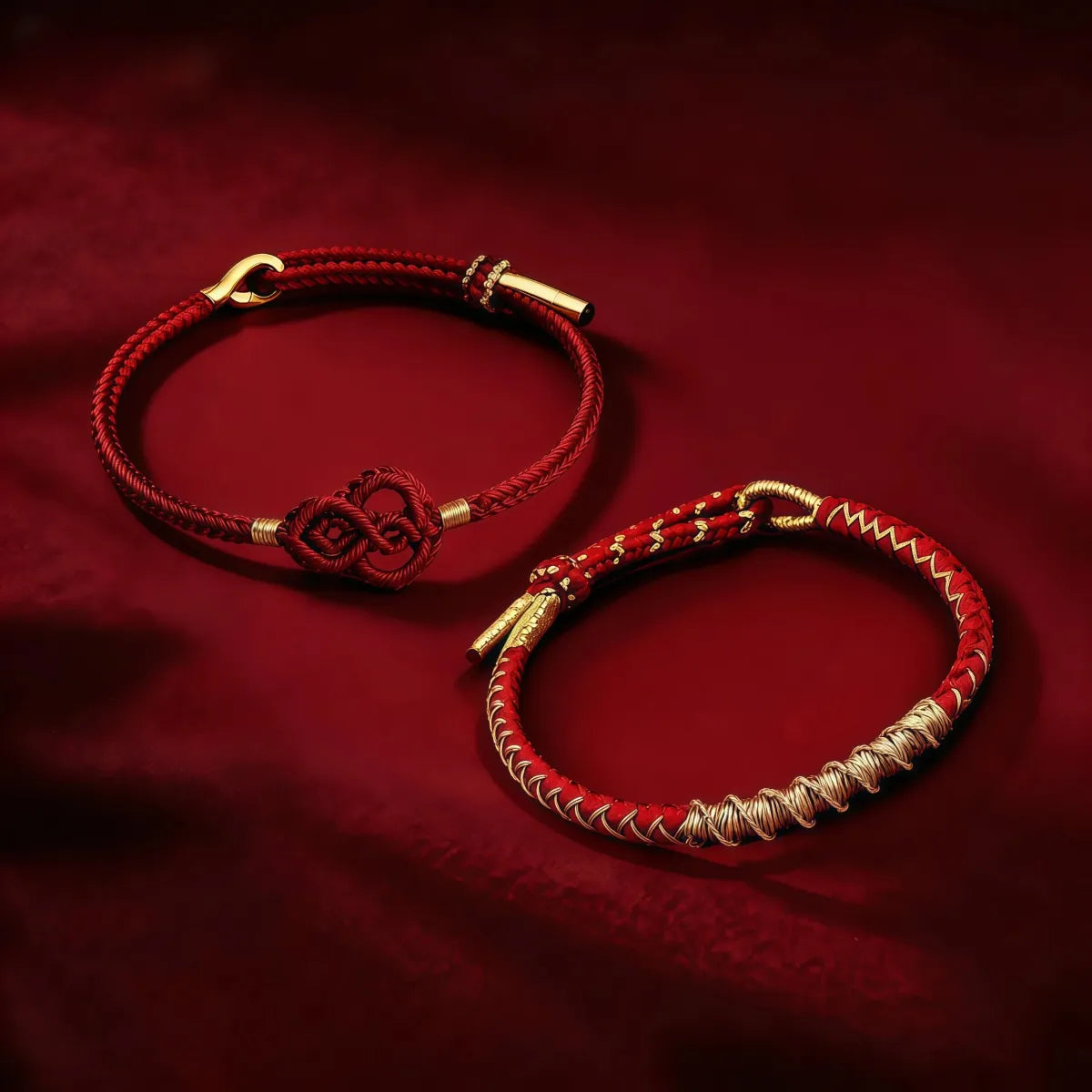 Bundle — Gourd Knot + Vajra Red String Bracelet