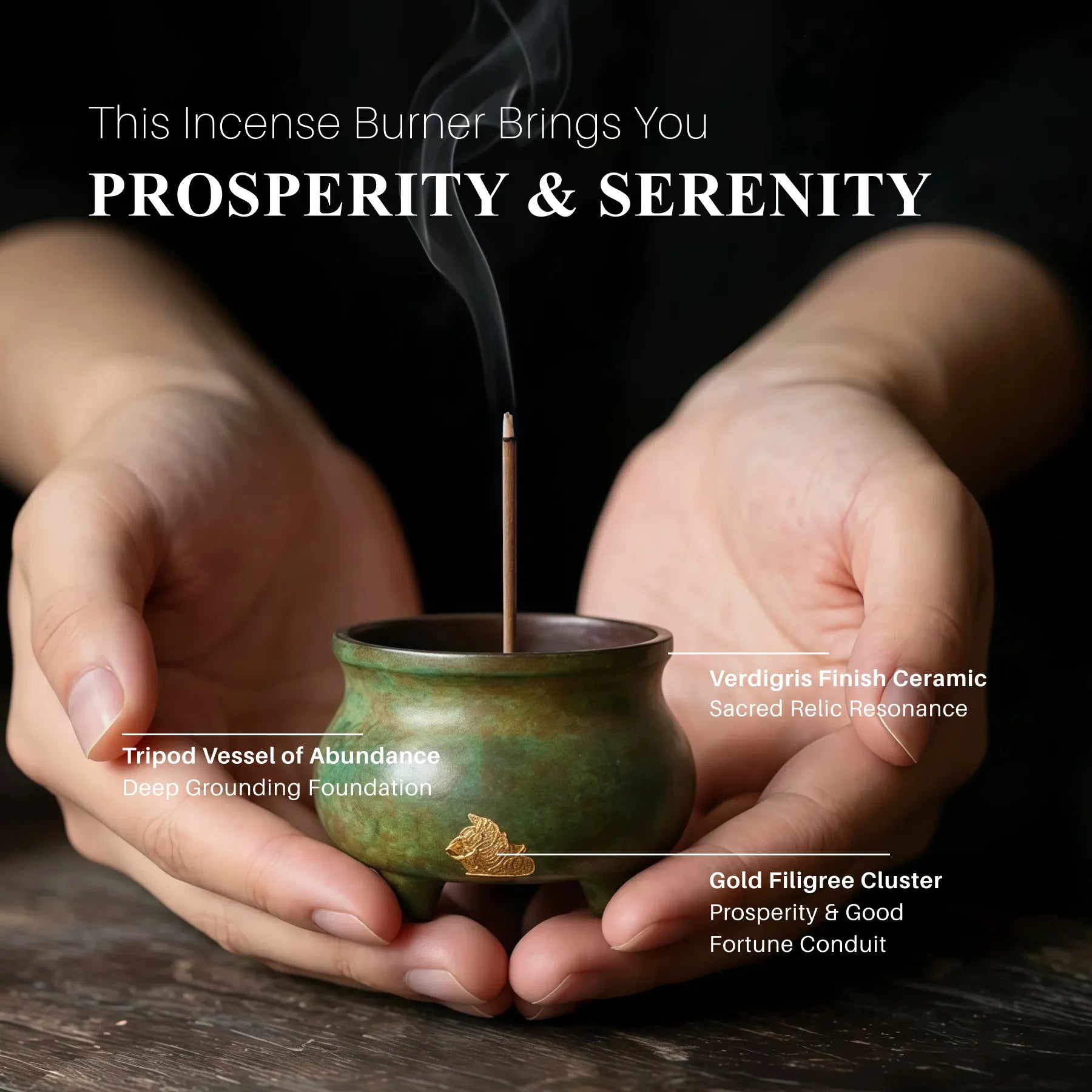 Prosperity & Serenity – Mini Xuande-Style Incense Burner Set