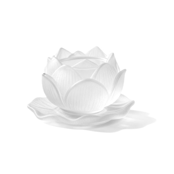 Purity & Awakening Liuli Lotus Incense Holder, Frosted Lotus-Shaped Design for Meditation and Relaxation