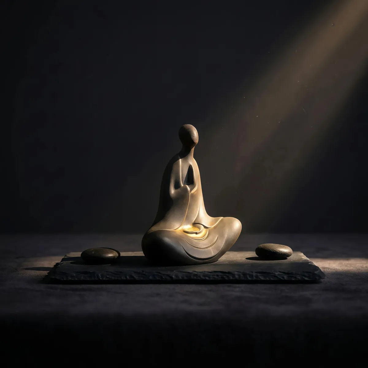 Stillness & Emptiness – Handcrafted Cast Iron Faceless Buddha Statue