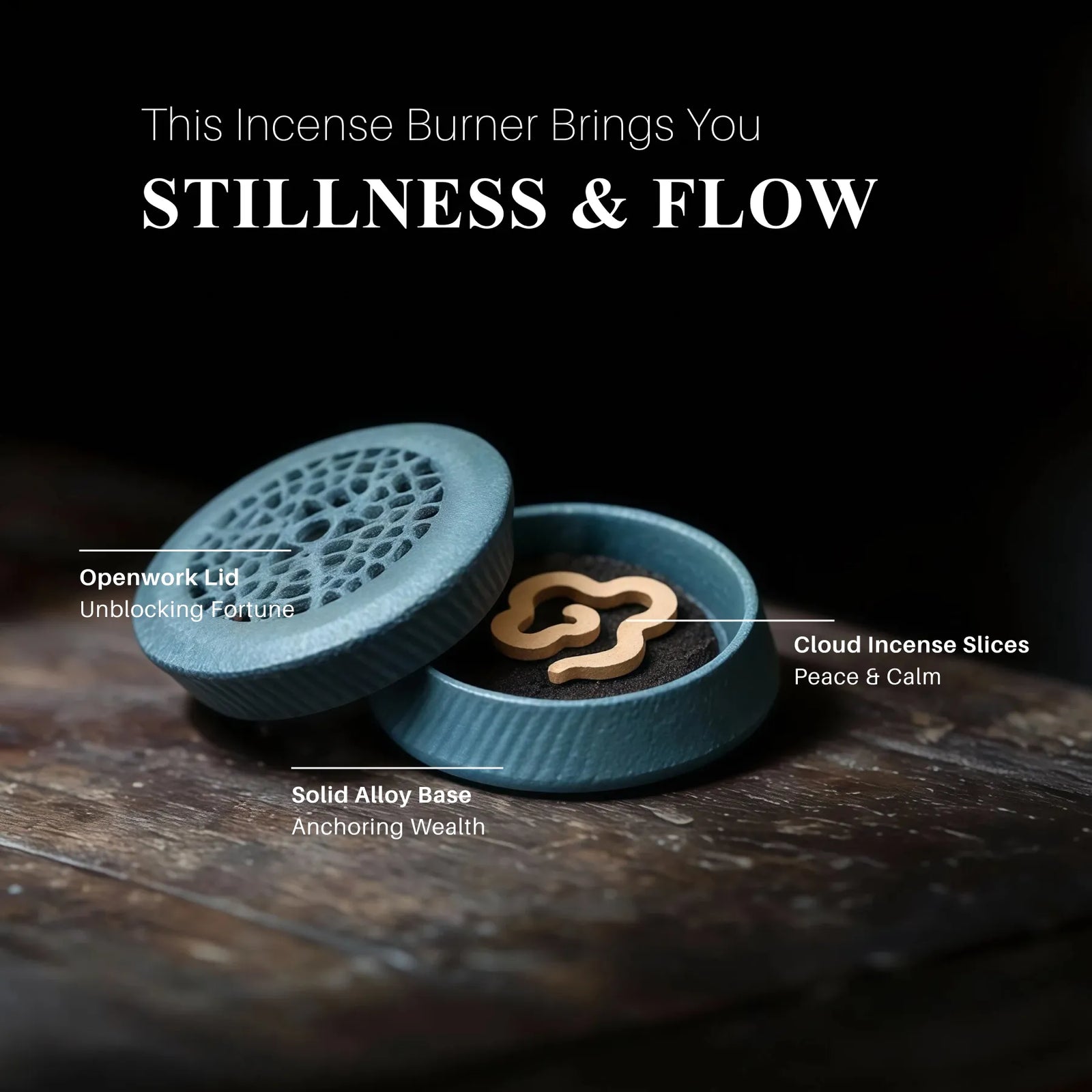 Stillness & Flow Burner Set (Includes Incense Slices) - Alloy Openwork Mini