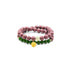A double - stranded Tibetan Five Elements Aromatherapy Bracelet. The upper strand is composed of soft pinkish - purple natural incense beads, while the lower strand features vibrant green chalcedony beads. A golden lotus charm dangles elegantly from the green chalcedony strand, and a single light - colored bead adds a touch of contrast to the upper strand. This bracelet is believed to offer protection, bring clarity, and help with wish fulfillment. 