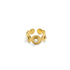 A Tibetan - style five - elements open ring with a golden - hued metal finish. It showcases intricate swirling patterns and is inlaid with white agate stones, intended to bring calm and spiritual balance.