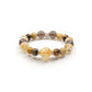 A Tibetan Goldwish Crystal Bracelet combining citrine and tiger eye beads. The citrine beads exhibit a warm, golden - yellow hue, while the tiger eye beads display earthy tones of brown and gold. Interspersed among the beads are elegant gold - toned, crystal - encrusted accents, adding a touch of luxury.