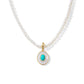 Necklace with a pendant featuring a blue gemstone on a white background