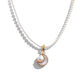 Pearl necklace with a gold pendant on a white background