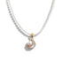 Pearl necklace with a gold pendant on a white background