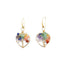 A pair of Tibetan Tree of Life Earrings, crafted in a delicate gold - toned wire framework shaped like a heart. The "branches" of the tree are adorned with an array of multi - colored crystals, including shades of blue, green, purple, orange, and red. These vibrant crystals are believed to infuse the wearer with vitality and offer protection, making the earrings both a stylish accessory and a symbol of positive energy. 