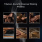 Step-by-step process of Tibetan ancient incense making on a dark background