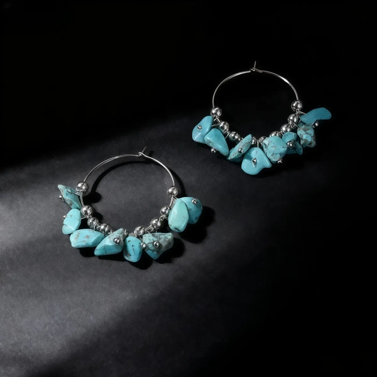 Tranquility & Protection – Tibetan Turquoise Hoop Earrings