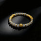 Gray agate fortune bracelet with gold-accented beads, natural stone jewelry for wealth, prosperity, stability, and balance, spiritual bracelet for men and women