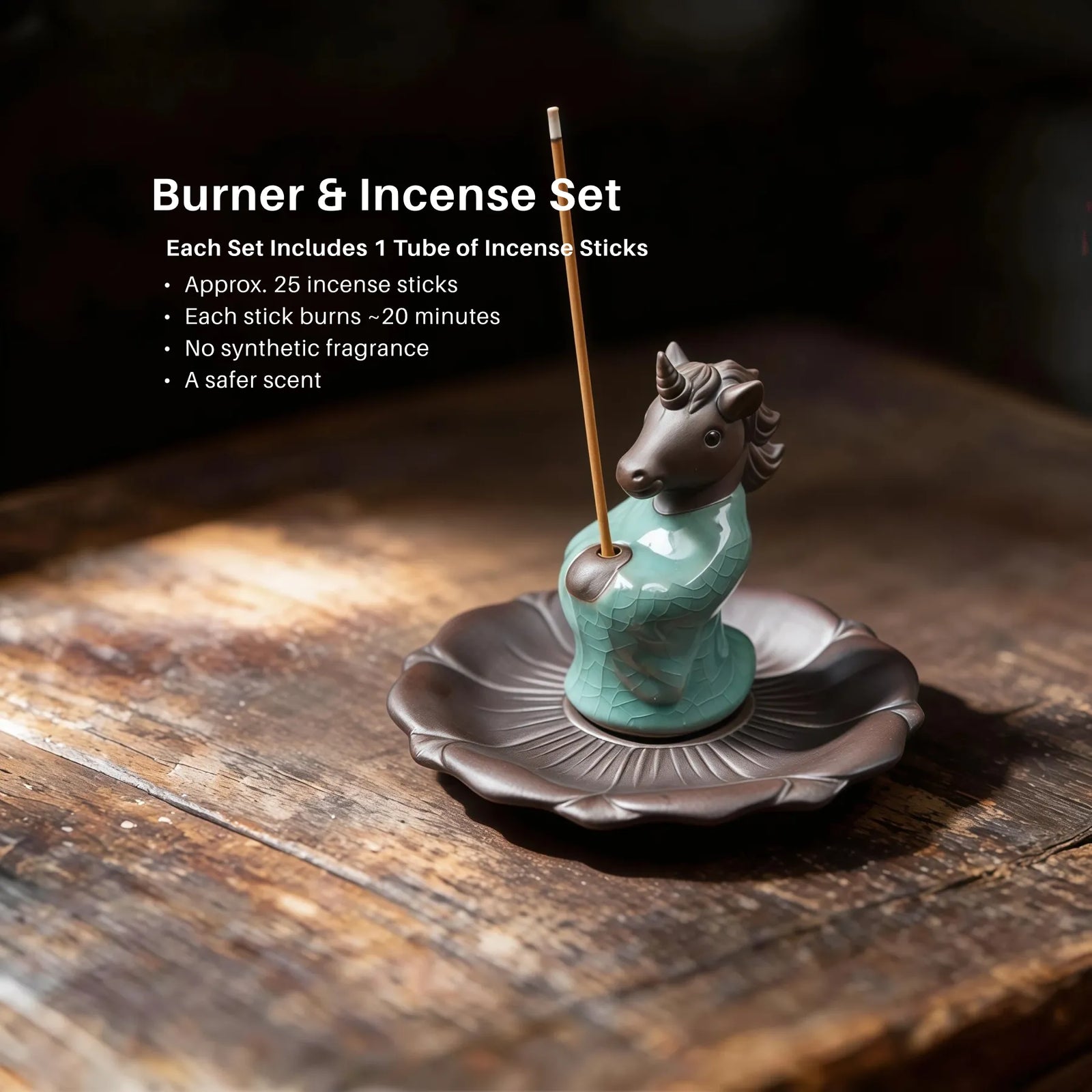 Manifestation & Momentum Burner Set (Includes Incense Sticks) - Wishful Foal Ceramic Horse