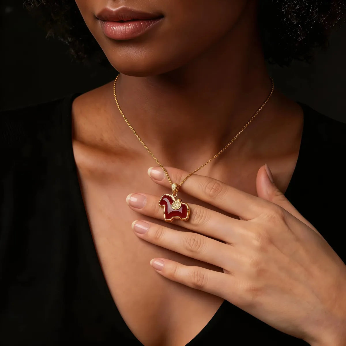 Year of the Horse Red Agate Fortune Necklace