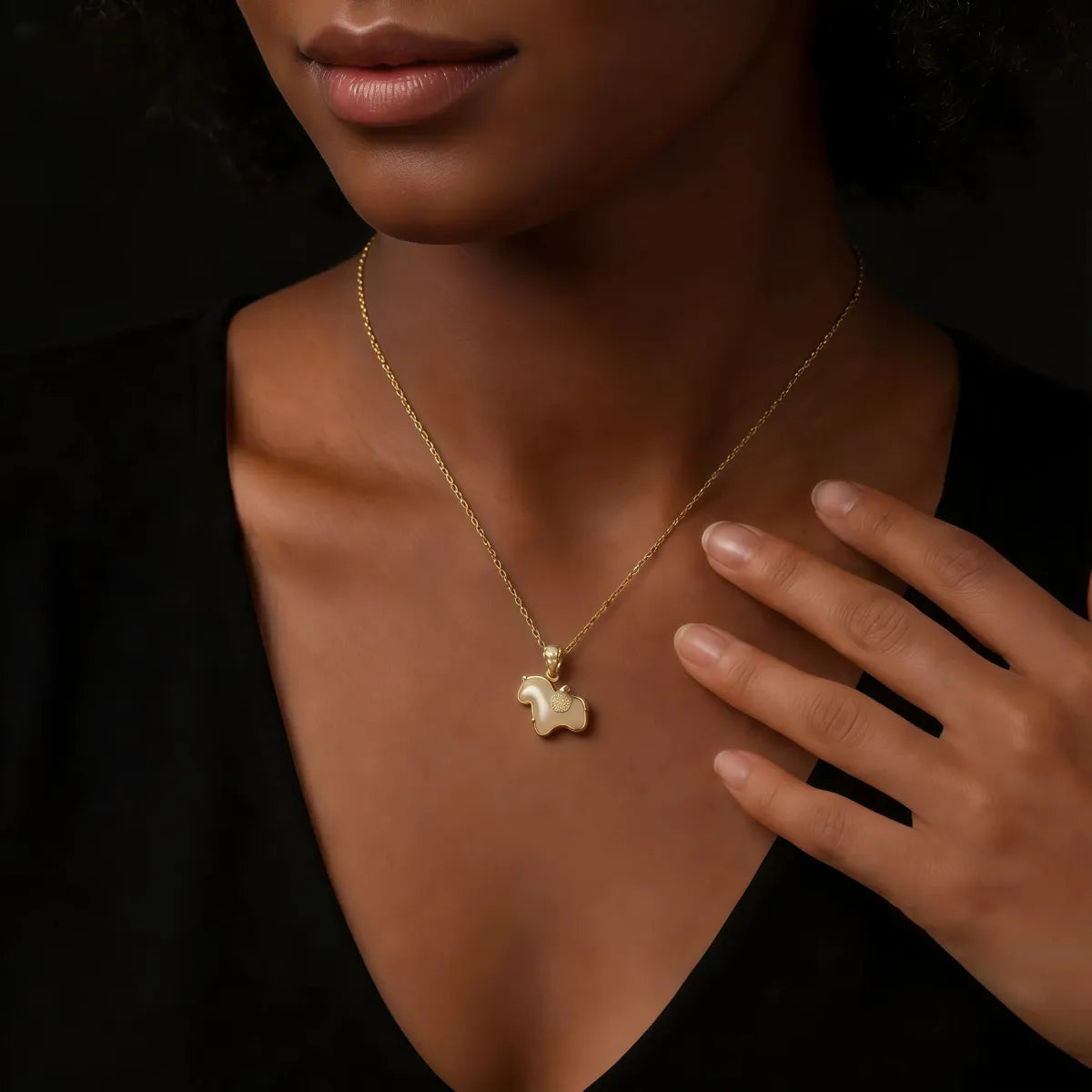 Year of the Horse White Agate Fortune Necklace