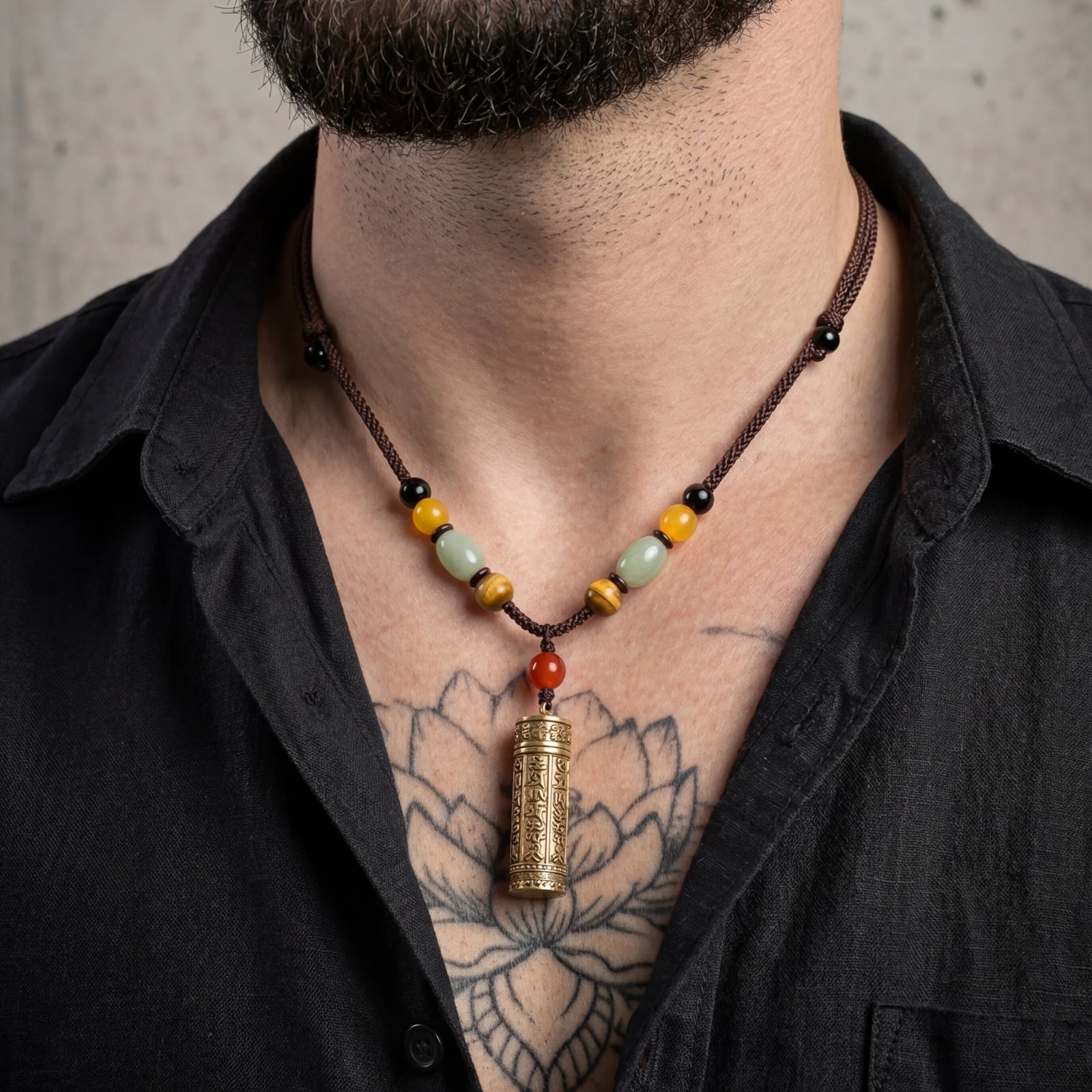 Protection & Blessing – Antique Brass Mantra Prayer Tube Necklace