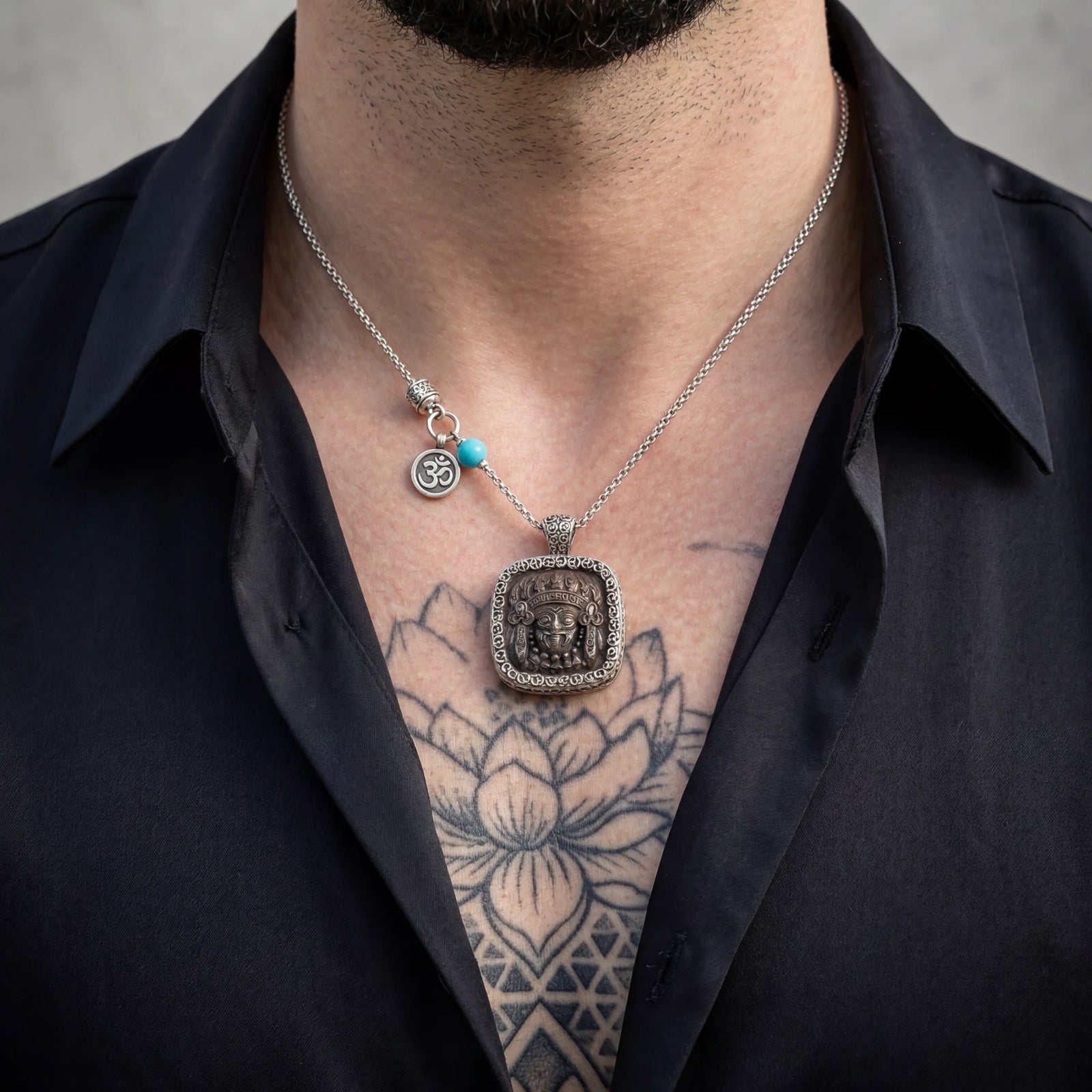 Wealth Attraction – Black Ebony Zaki Lhamo Tibetan Silver Necklace