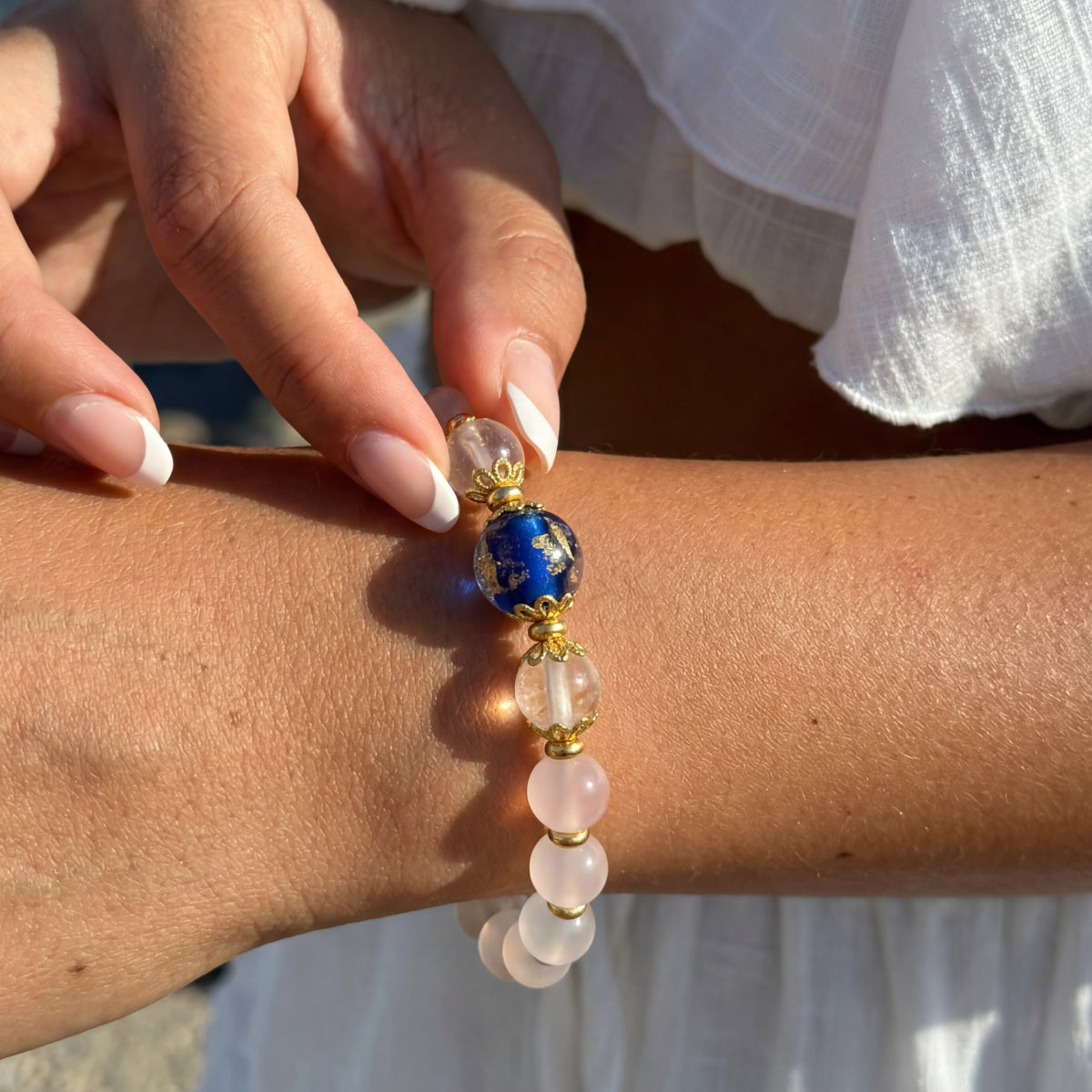 Healing & Abundance – Blue Heart Ash-Liuli Bracelet