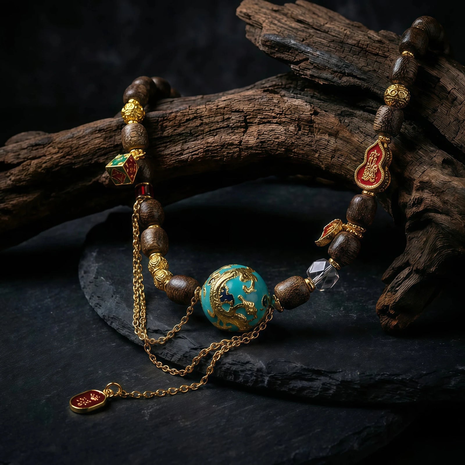 Calm Strength & Prosperity – Dragon Bead Sandalwood Necklace