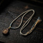 Wealth Blessing – Handwoven Tibetan Zashi Lhamo Wood Carving Necklace
