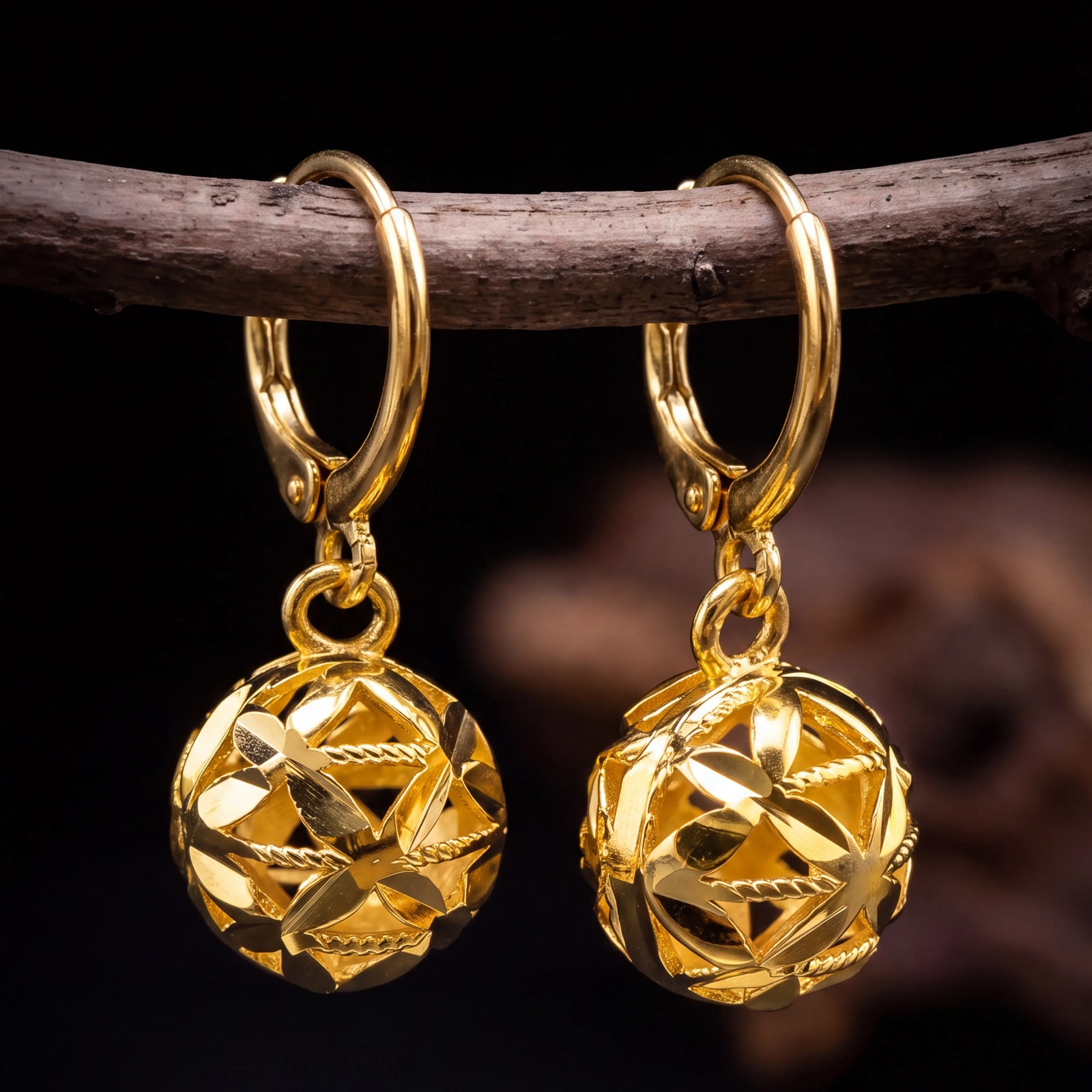 Luck & Renewal – Golden Fortune Bead Earrings