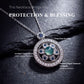 Protection & Blessings – Ice Blue Rotating Eight-Treasure Compass Necklace