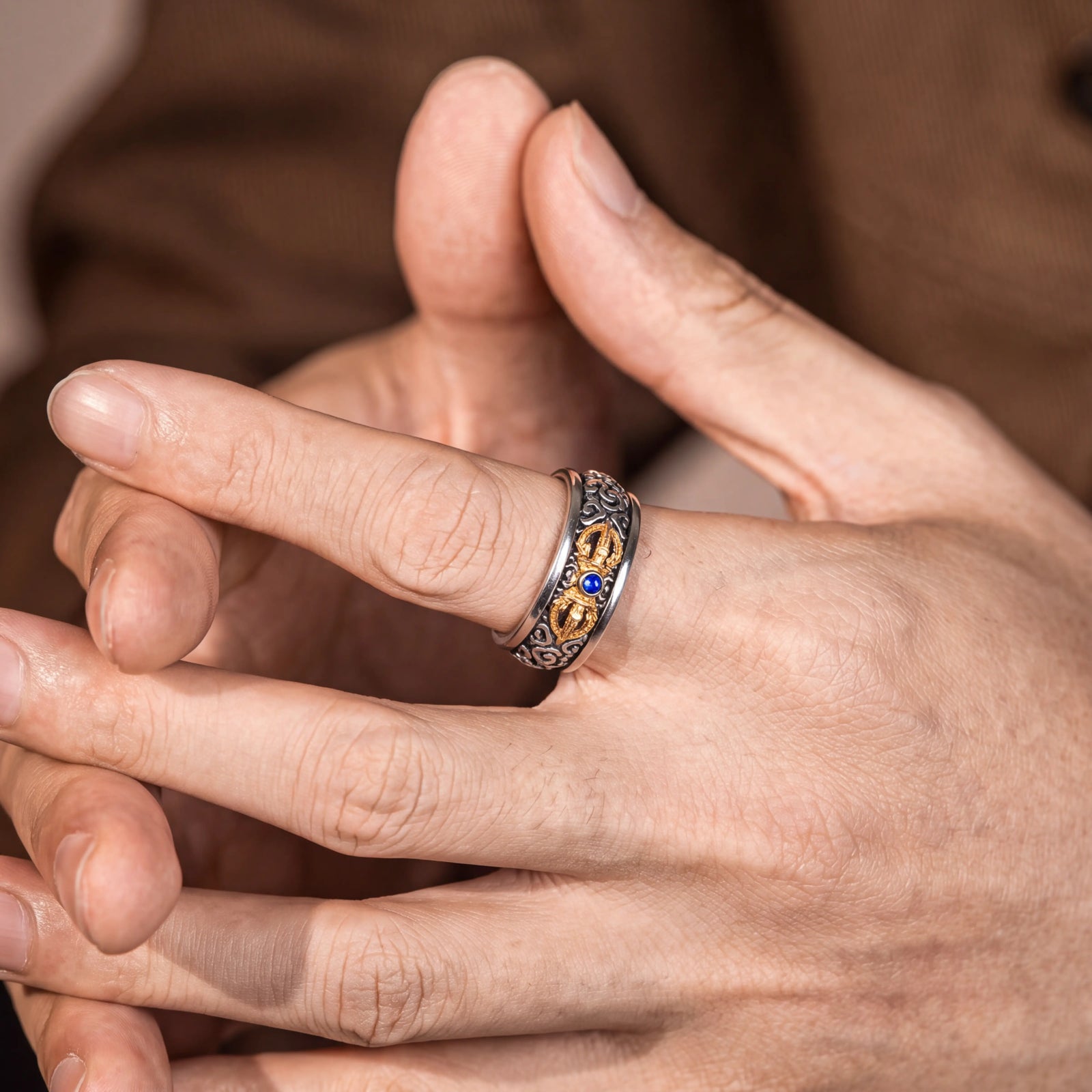 Protection & Peace – Cloud Motif Vajra Open Ring