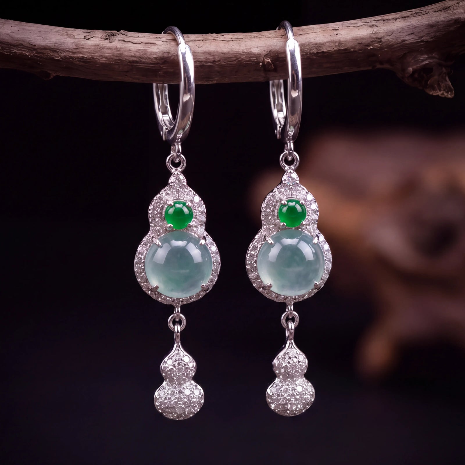 Protection & Blessings – Green Chalcedony Gourd Earrings