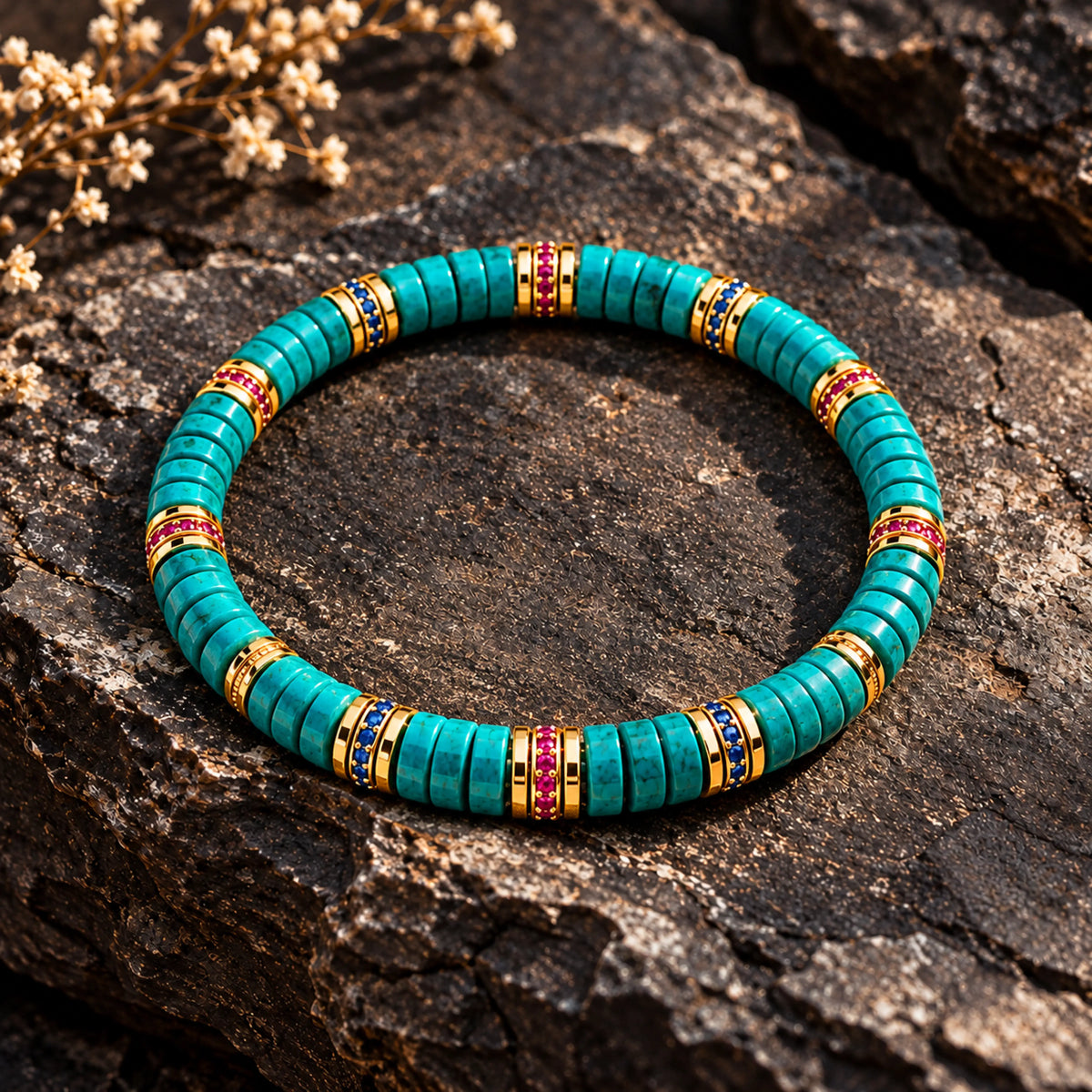 Protection & Peace – Himalayan Sky Turquoise Disc Bracelet