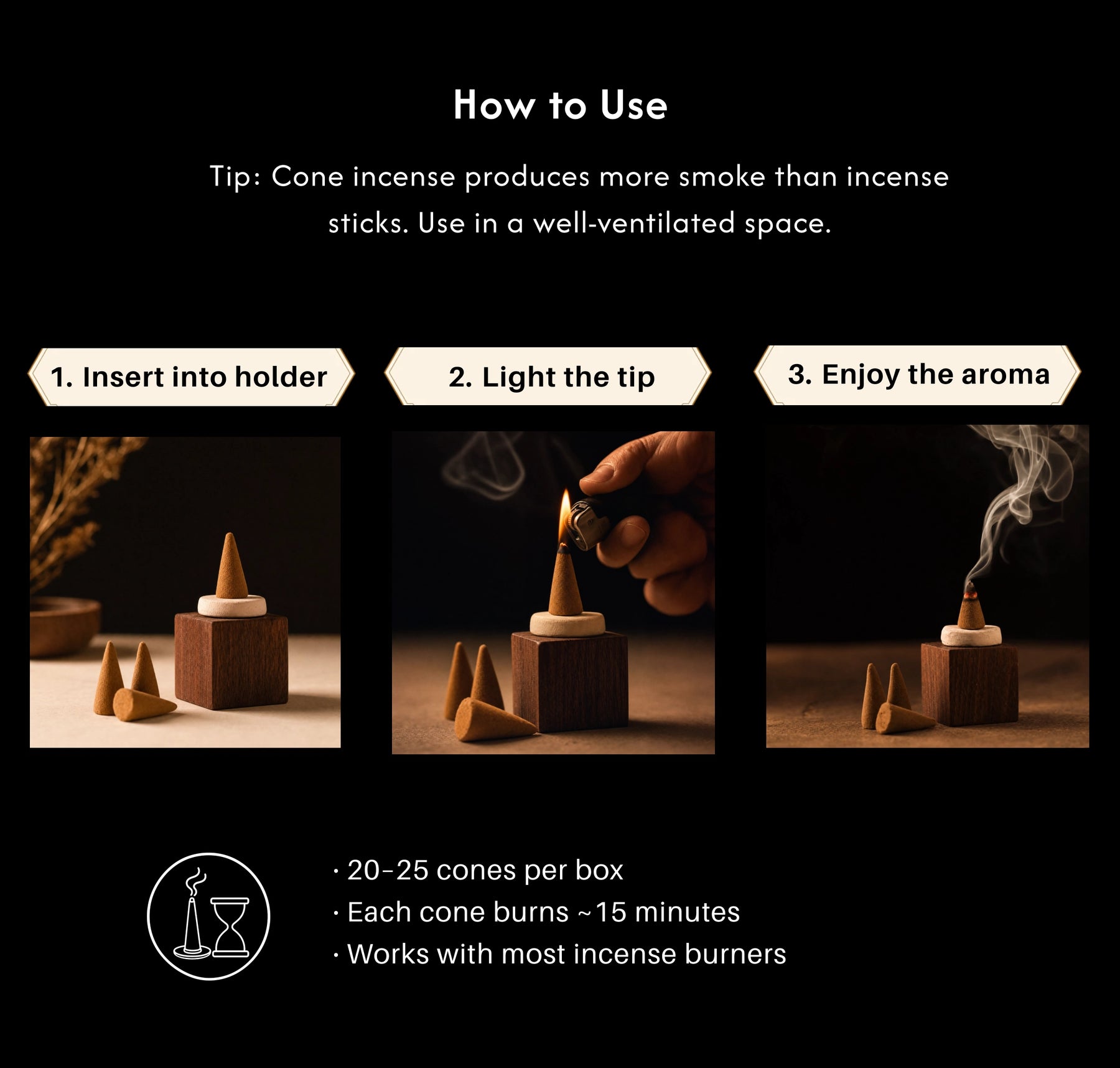 Calm & Clarity – Eastern Aromatic Incense Cones description 4
