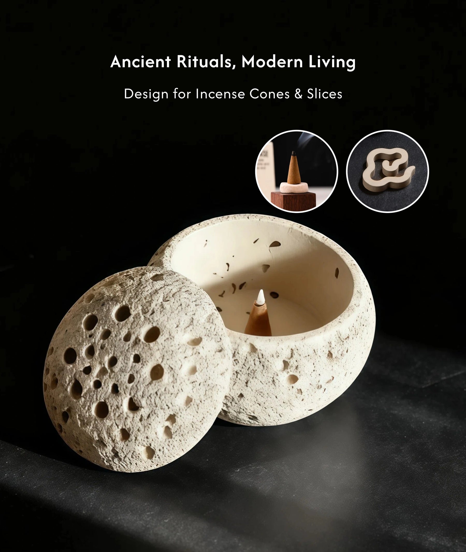 Balance & Clarity Burner Set (Includes Incense Slices) - Feng Shui White Lunar Incense Burner description 3