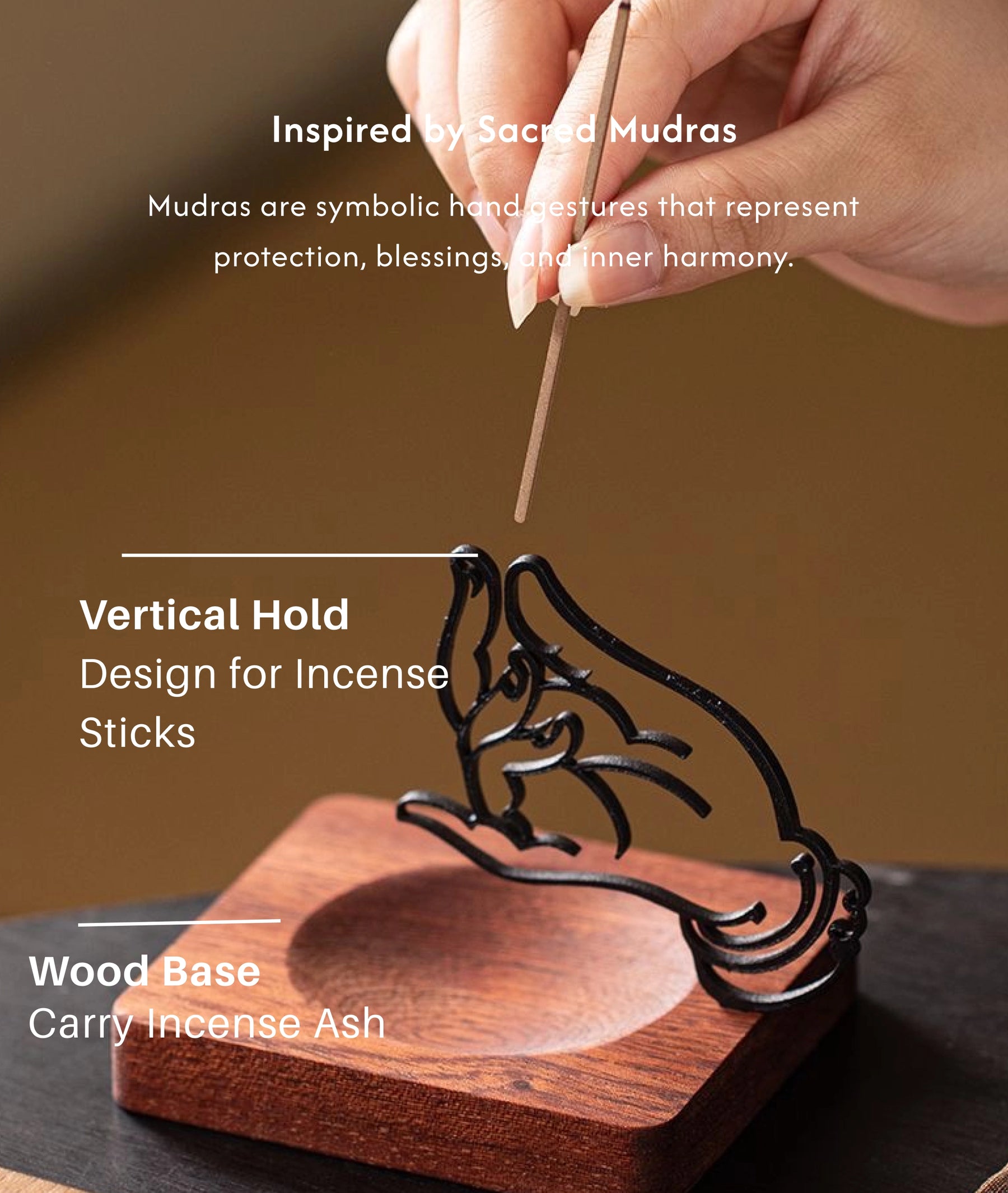 Serenity & Blessings Burner Set (Includes Incense Sticks) - Buddhist Mudra Incense Burner description 3