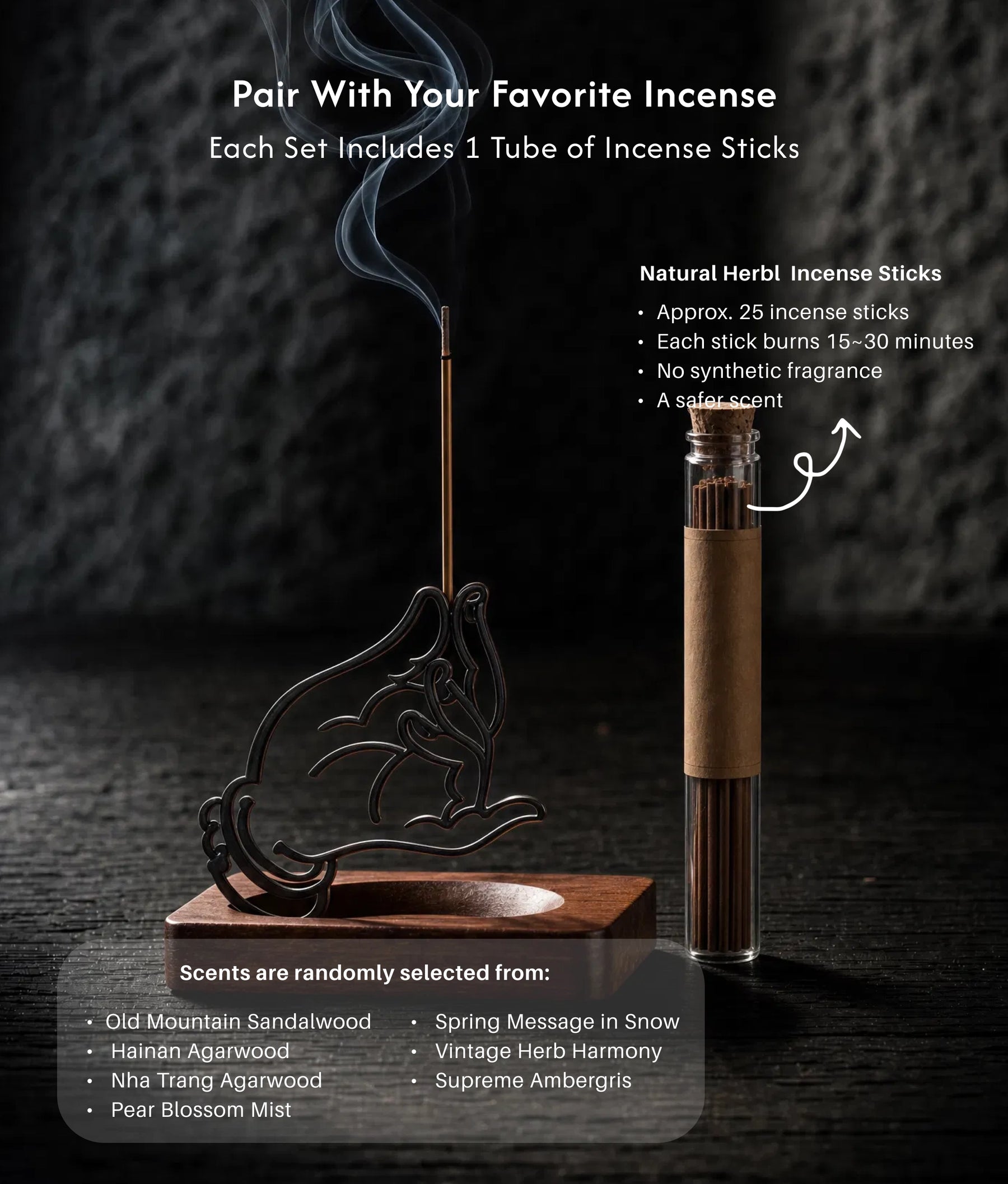 Serenity & Blessings Burner Set (Includes Incense Sticks) - Buddhist Mudra Incense Burner description 5