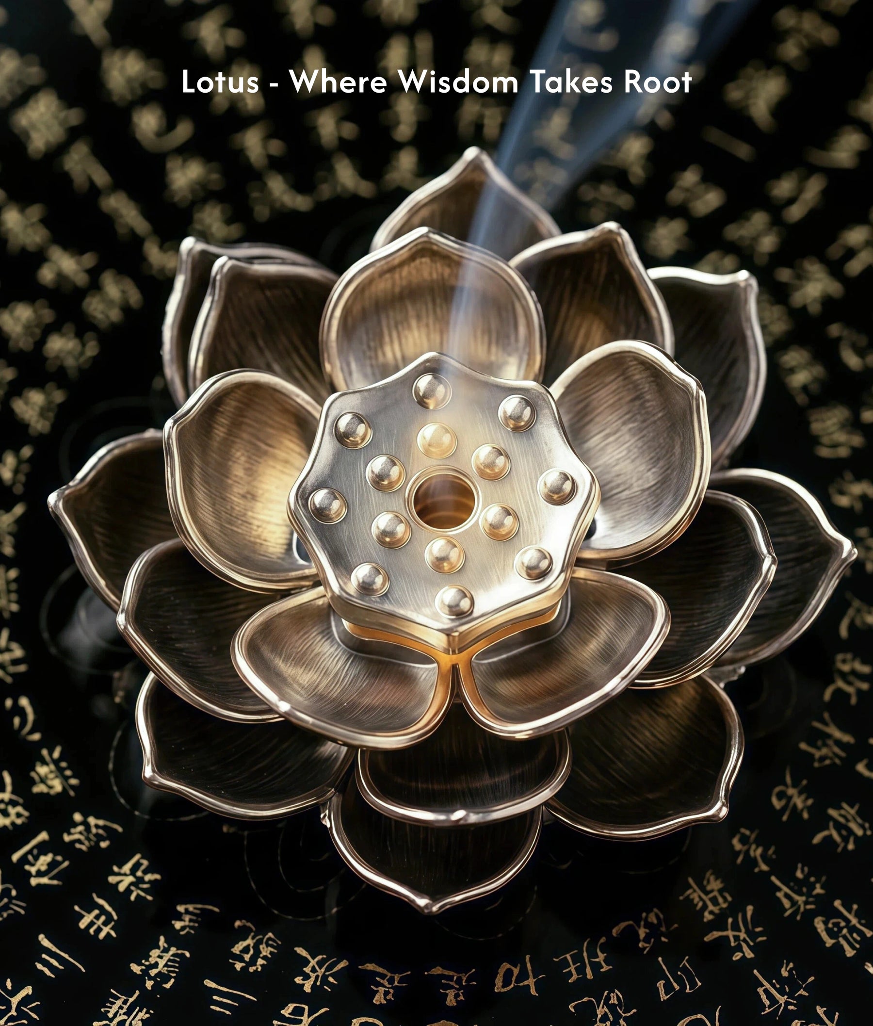 Stillness & Wisdom - Lotus Heart Sutra Incense Holder (Includes Incense Sticks) description 5