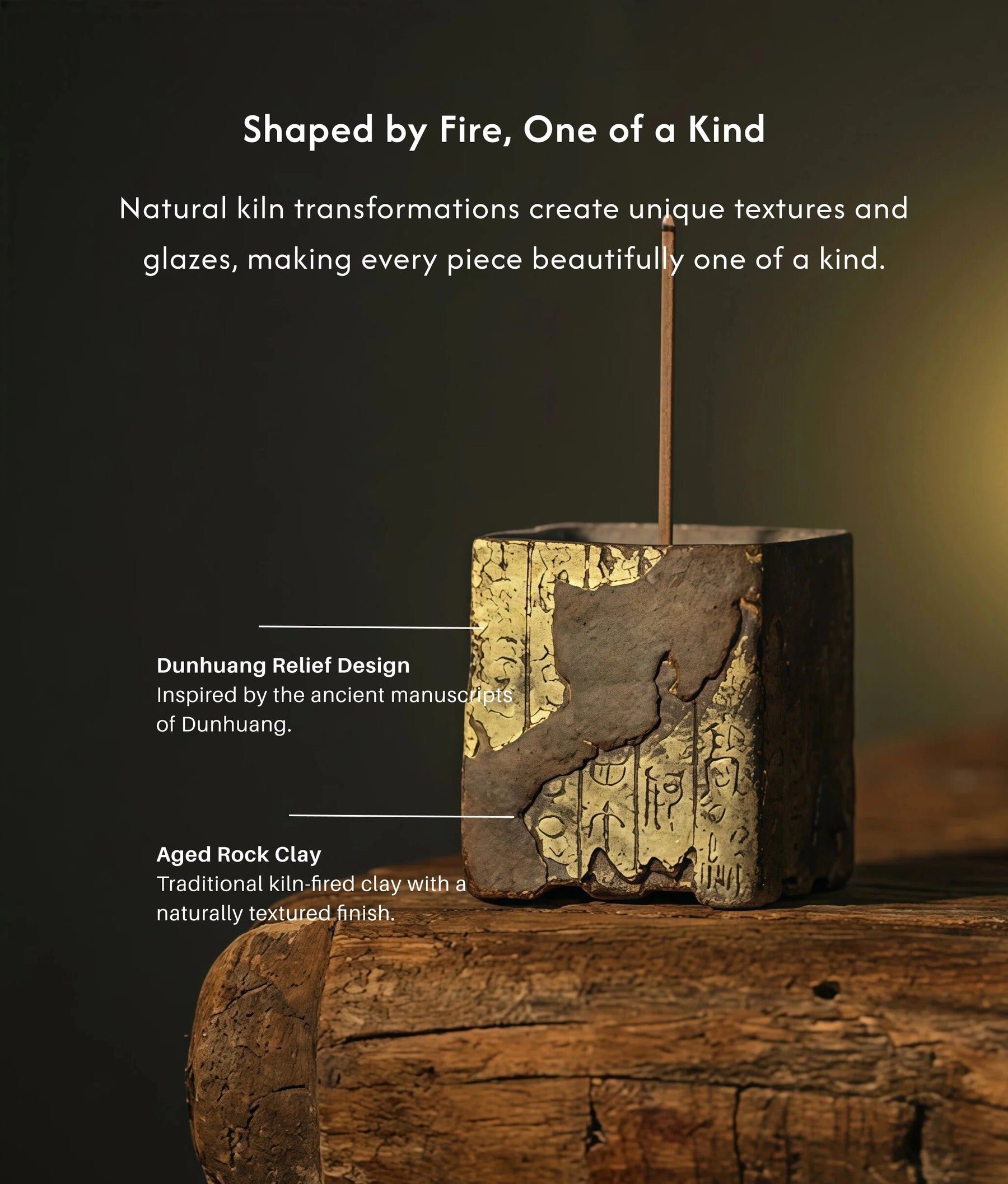 Wisdom & Spirit - Dunhuang Manuscript Incense Holder Set (Includes Incense Sticks) description 3