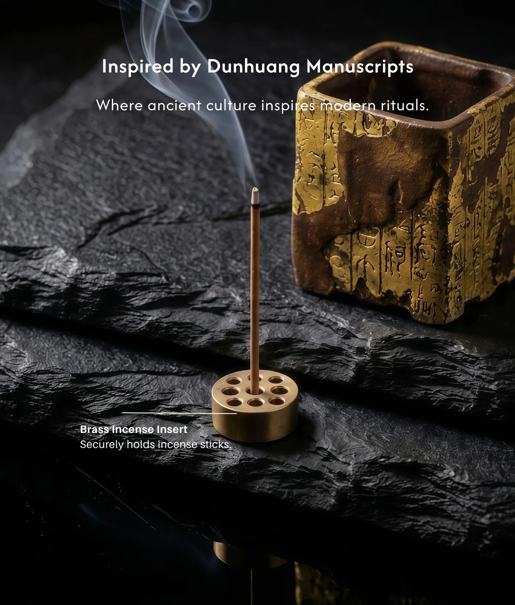 Wisdom & Spirit - Dunhuang Manuscript Incense Holder Set (Includes Incense Sticks) description 4