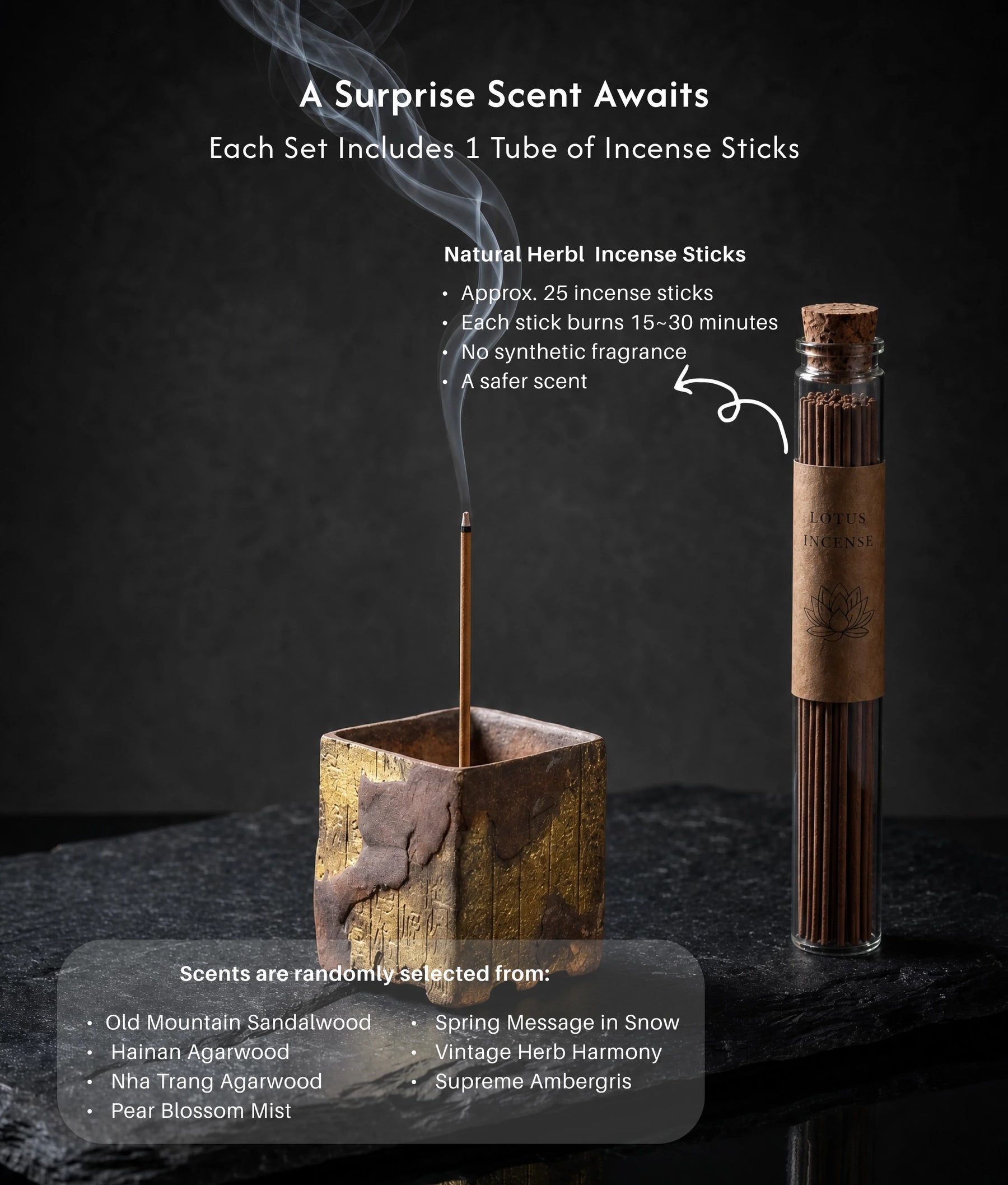 Wisdom & Spirit - Dunhuang Manuscript Incense Holder Set (Includes Incense Sticks) description 5