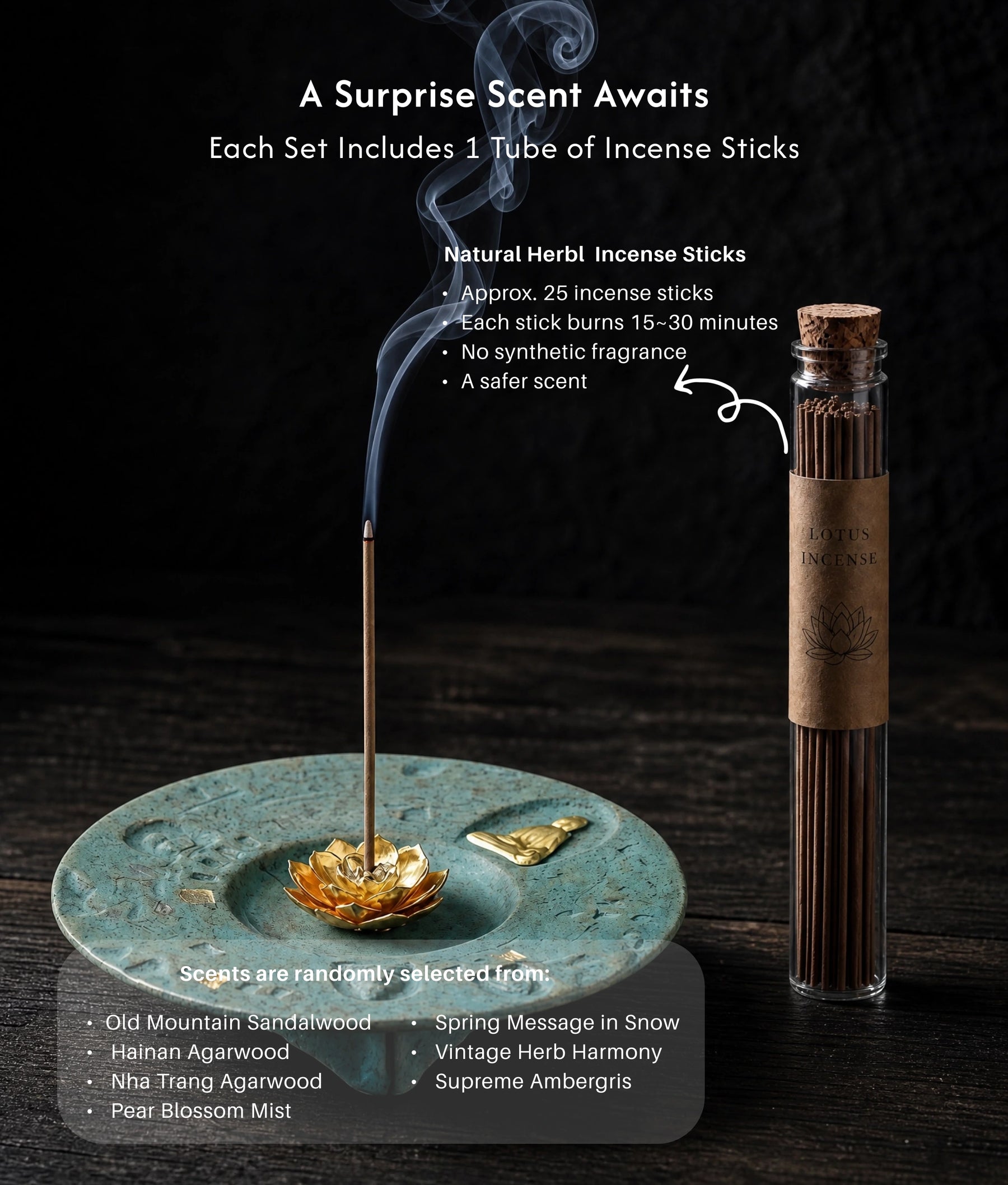 Purification & Harmony Burner Set (Includes Incense Sticks) - Ceramic Lotus Incense & Candle Holder Set (Incense Sticks Included) description 5