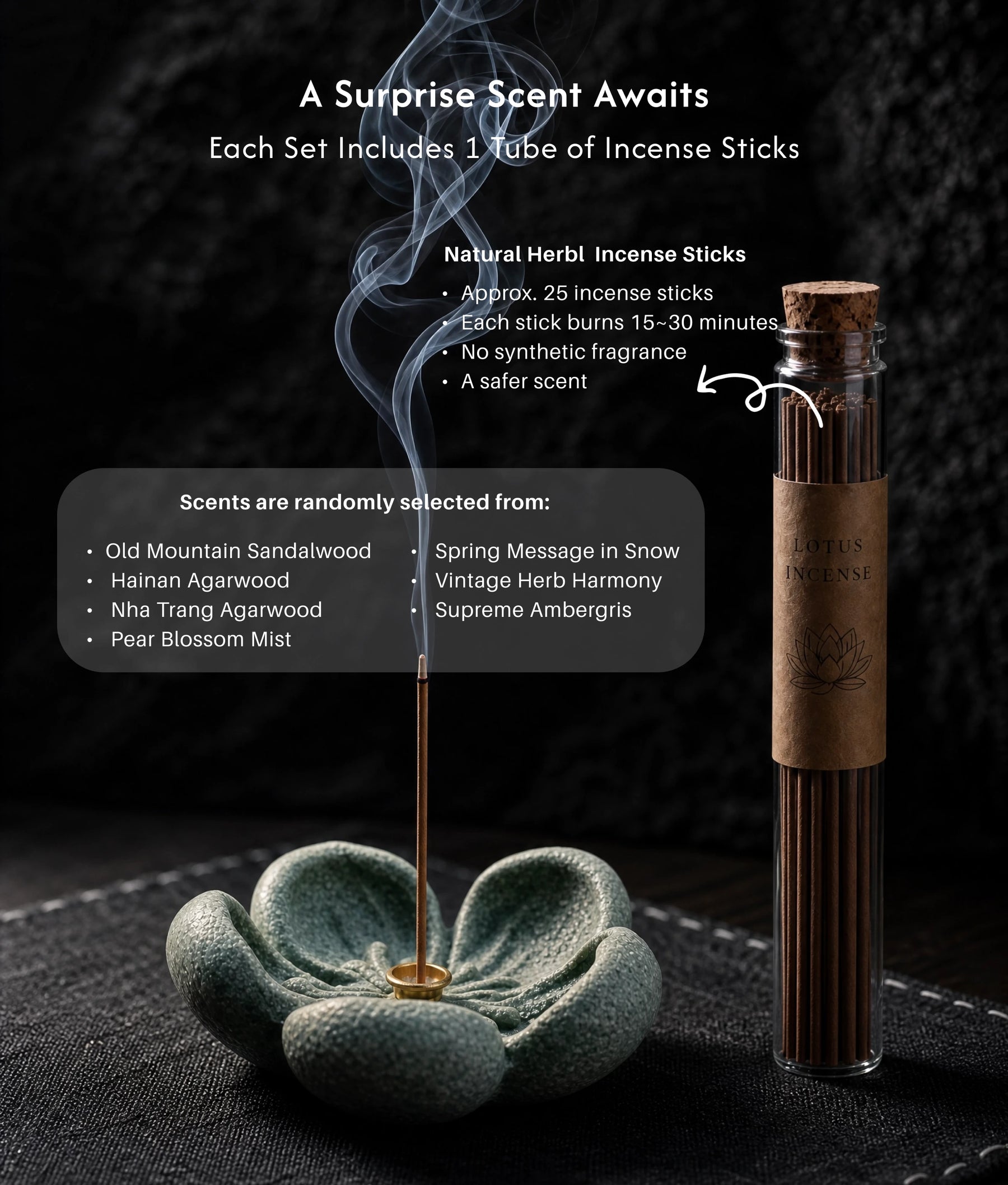 Resilience & Serenity - Bluestone Plum Blossom Incense Holder Set (Includes Incense Sticks) description 5