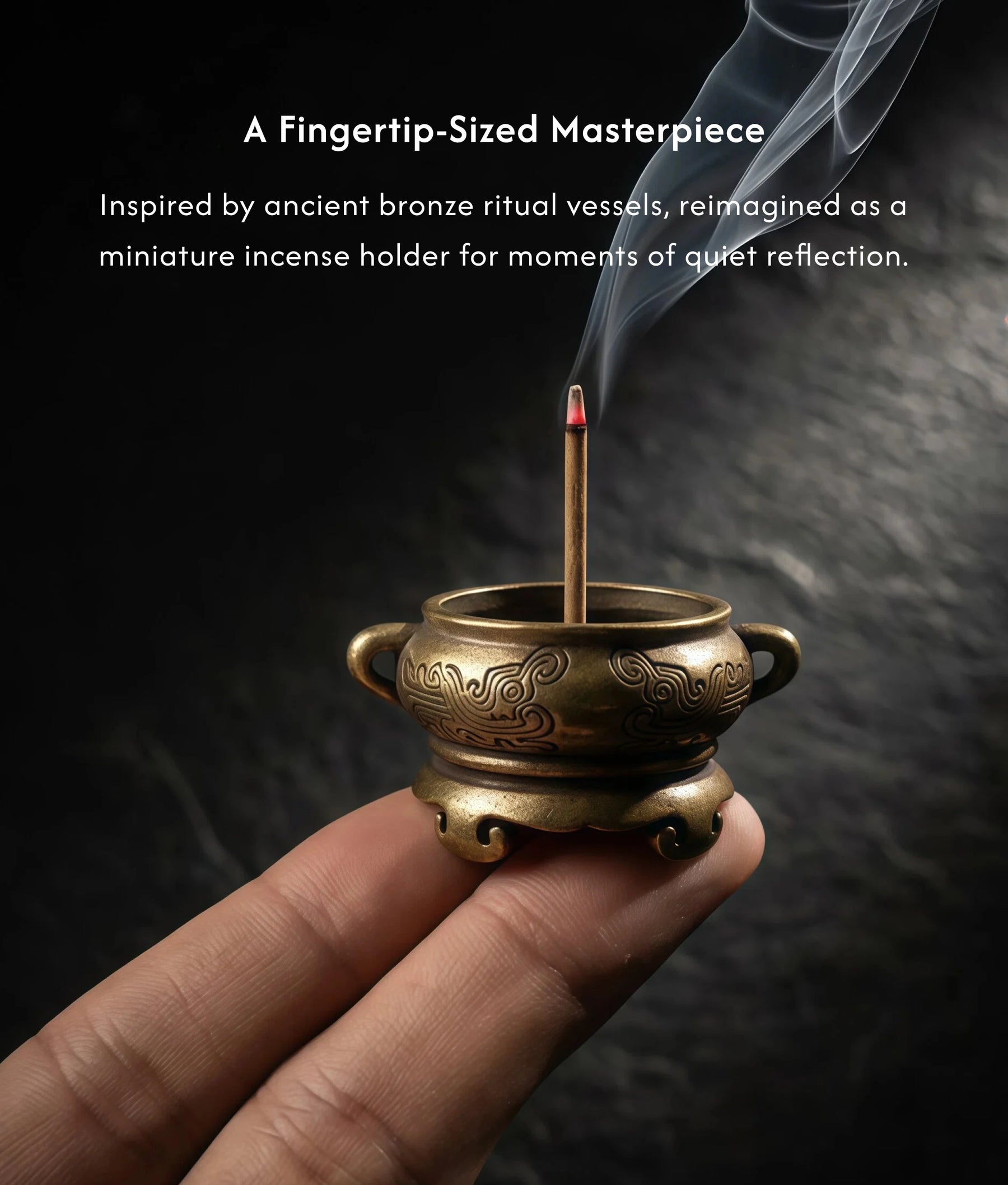 Balance & Grounding - Miniature Antique Double-Ear Burner Set (Includes Incense Sticks) description 4