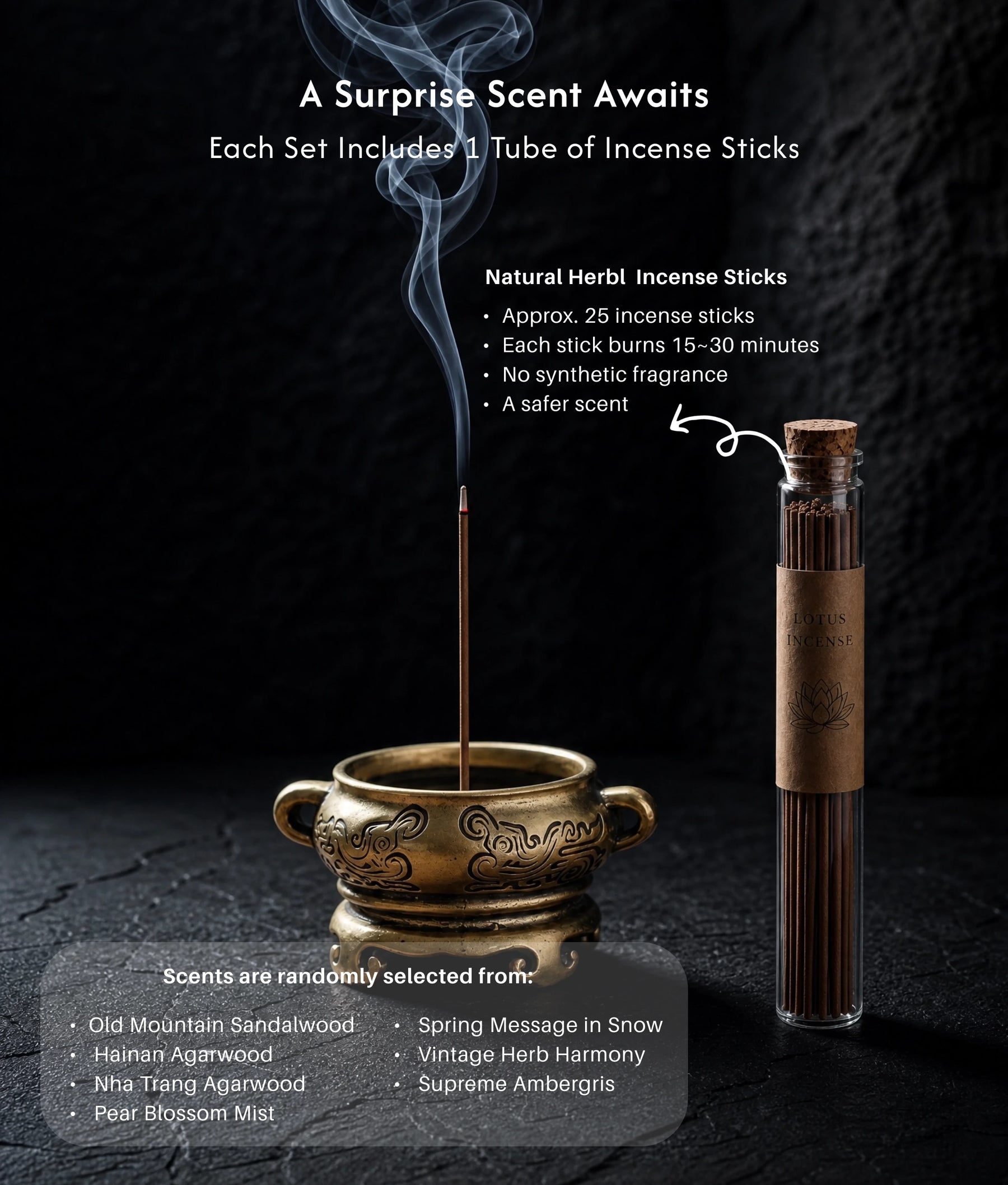 Balance & Grounding - Miniature Antique Double-Ear Burner Set (Includes Incense Sticks) description 5
