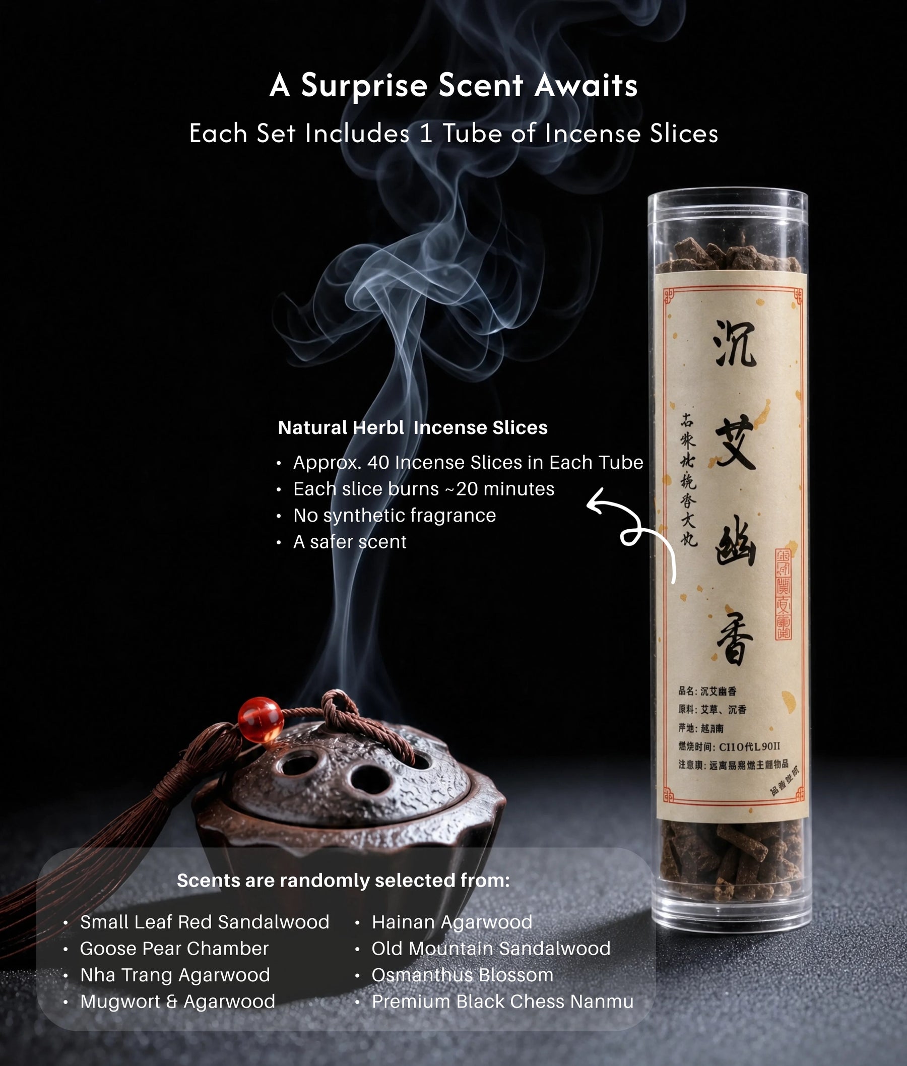 Calm & Wisdom Burner Set (Includes Incense Slices) - Ceramic Lotus Pod Mini description 5