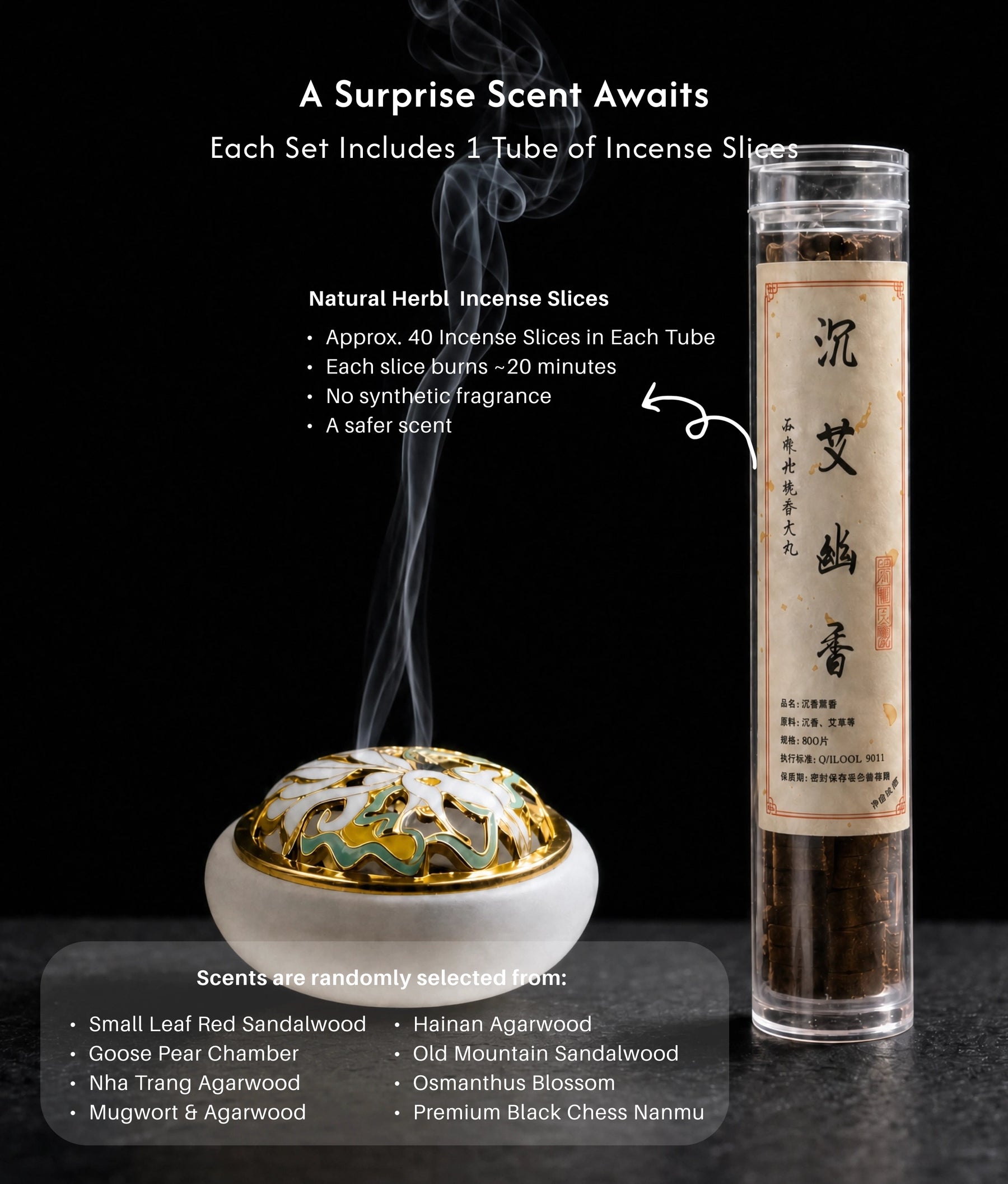 Serenity in the Palm - Mini White Glazed Liuli Burner Set (Includes Incense Slices) description 5