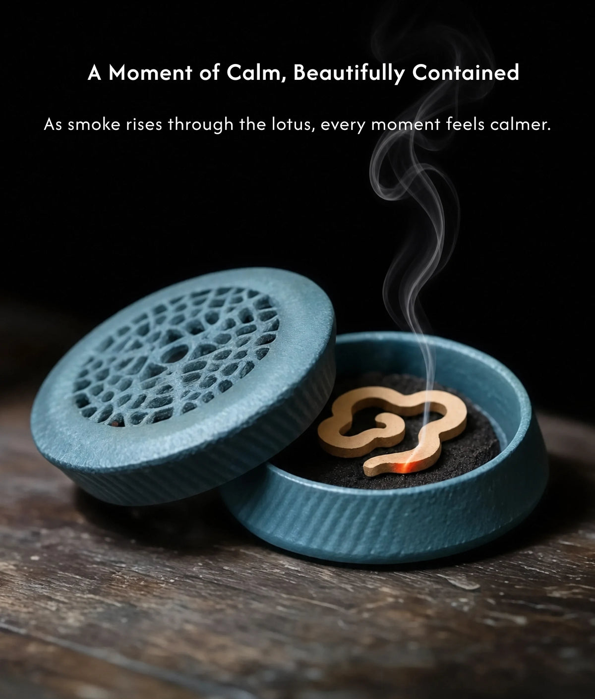 Stillness & Flow - Alloy Openwork Mini Burner Set (Includes Incense Slices) description 3