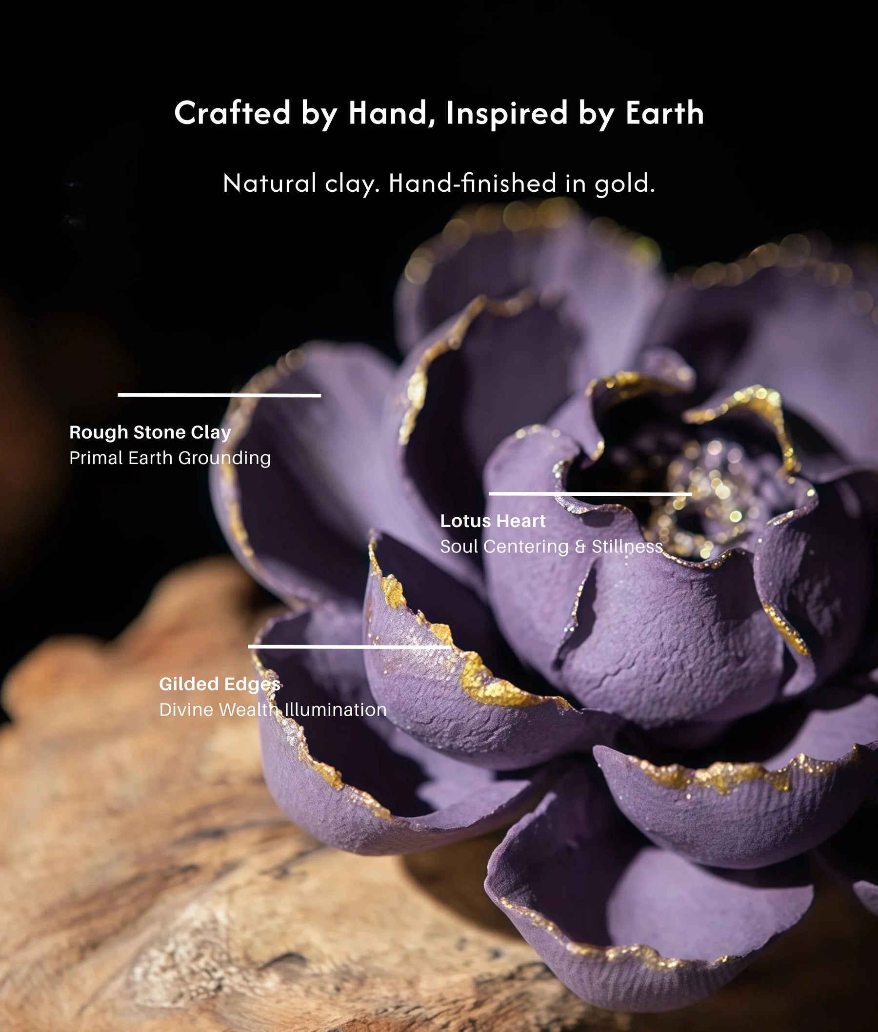 Awakening & Abundance - Gilded Blossom Rough Clay Burner Set (Includes Incense Sticks) description 4