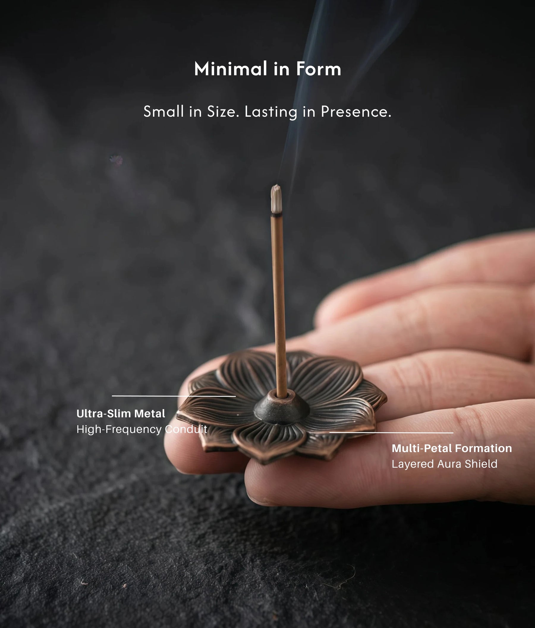 Purity & Awakening - Ultra-Slim Metal Lotus Burner Set (Includes Incense Sticks) description 4
